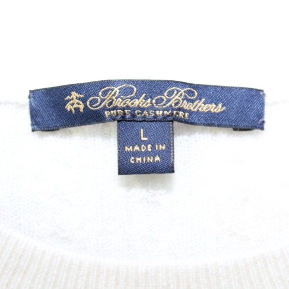 Brooks Brothers Cashmere Cable Knit Sweater Cream Long Sleeve Size Large H13210 - Picture 5 of 12